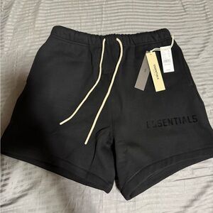 Essentials Charcoal Jet Black Drawstring Shorts